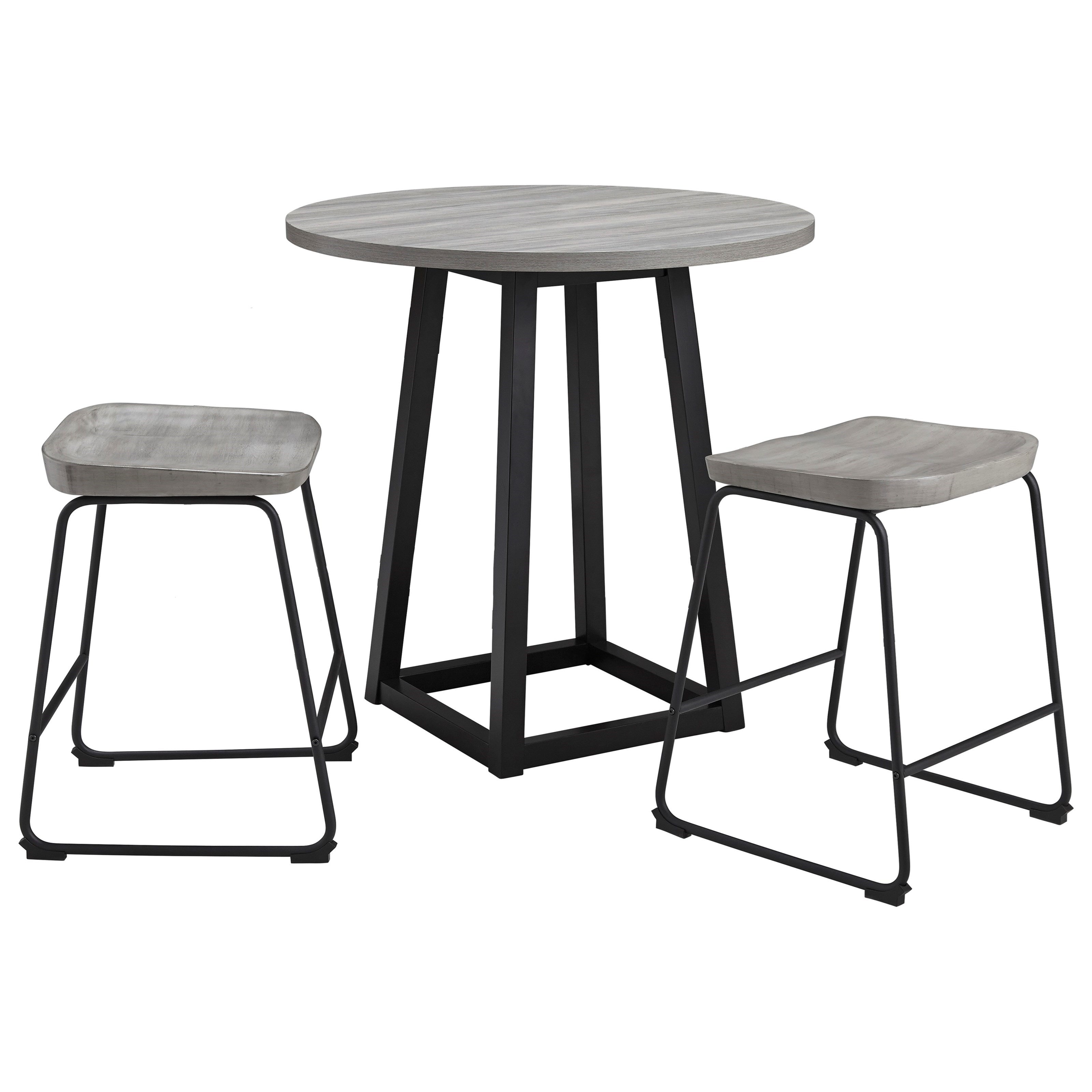 Set of 1 #.Gray//Black Signature Design by Ashley Showdell Round Counter Table,